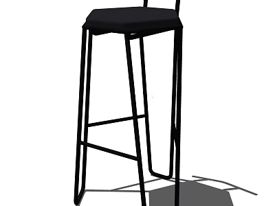 Modern Style Black Bar Stool With Padded Seat And Sturdy Metal Frame 3d model