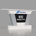 White Functional Desk With Nasdaq Logo RTC Text And Presentation Features 3d model