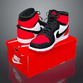 Nike High Top Shoes Red Black White Classic Design With Red Box
