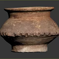 Antique Reddish Brown Terracotta Vase With Wide Mouth And Scalloped Edges