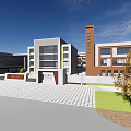 Modern School Primary School Architecture 3d model