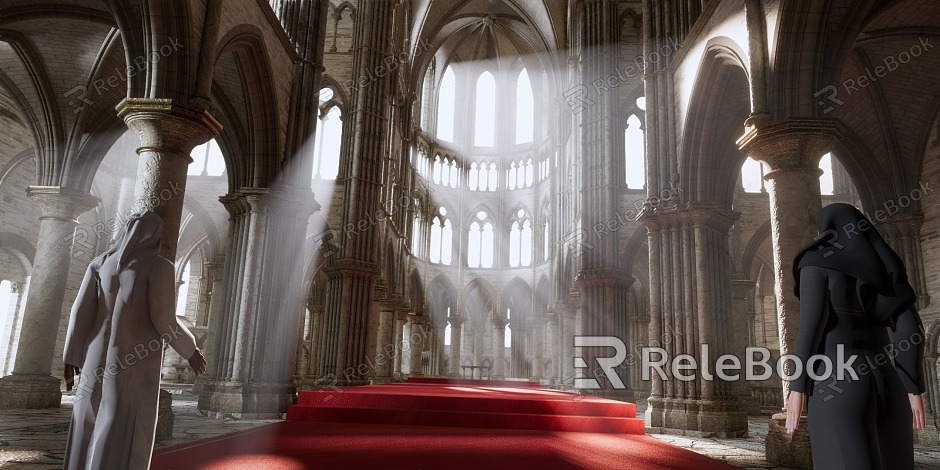 European-style church church interior space model