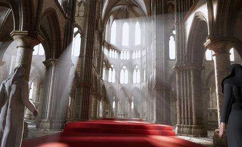 European-style church interior space 3d model