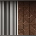 Modern Wall Paneling with Gray Vertical Stripes and Brown Geometric Patterns 3d model