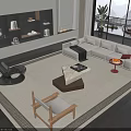Sofa coffee table combination 3d model