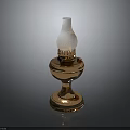 Vintage Brass Oil Lamp With Frosted Glass Shade And Decorative Base Design