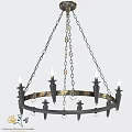 Classic Black Metal Chandelier With Candle Style Lights And Decorative Chain Suspension