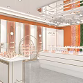 LAST JAFE Boutique Store Interior With Orange Display Stands And Colorful Wall Decorations