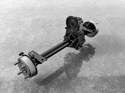 Mechanical Drive Shaft Assembly With Gear Housing And Wheel Hub Components 3d model