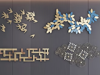 Modern Light Luxury Wall Decoration Pendant Three-dimensional Painting Art Device 3d model
