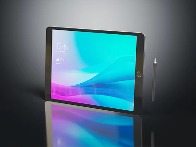 Sleek Modern Digital Tablet With Stylus Pen And Colorful Screen 3d model