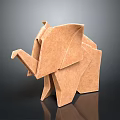 Handmade Origami Elephant Craft Figure Made From Brown Paper With Shiny Surface