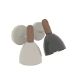 Modern Wall Lamp With Wooden Arm Black Metal Shade And White Base