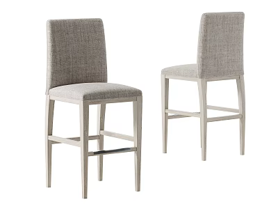 Modern Gray Fabric Bar Stools With High Back And Sleek Light Frame Design 3d model