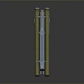 Multi tube Weapon System Featuring Yellow Cylindrical Structure And Blue Metal Parts