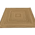 Handwoven Natural Fiber Square Rug In Beige With Woven Texture For Living Room