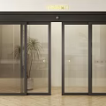 Automatic Sensor Glass Sliding Doors With Black Frame For Modern Interior