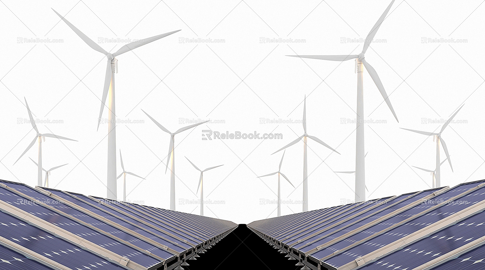 Modern windmills can use solar energy 3d model