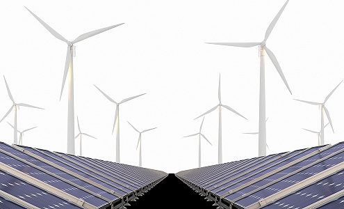 Modern windmills can use solar energy 3d model