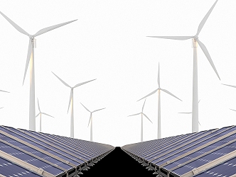 Modern windmills can use solar energy 3d model