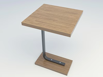 Square Modern Side Table With Wooden Tabletop And Metal Frame Base 3d model