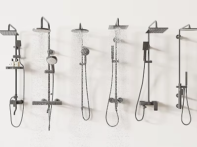 Various Wall Mounted Shower Systems With Rainfall Handheld And Fixed Sprayers 3d model