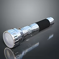 Durable Modern Flashlight With Metal Body And Black Rubber Grip