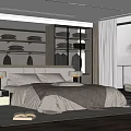 Modern Bedroom Interior Design With Bedside Lamps Wardrobe Armchair Floor Lamp And Rug