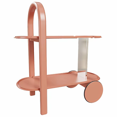 Stylish Pink Two Tier Trolley With Wheels Modern Home Storage And Decor Item 3d model
