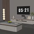 Modern Living Room TV Stand With Television Decorative Items Books And Potted Plant