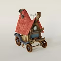 Ancient Architecture Inspired Mobile House Featuring Red Tiled Roof Wooden Staircase And Wheels