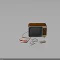 Vintage Electronic Appliances Featuring Retro TV Game Console Controllers And Cartridge