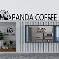 Panda Coffee Shop Exterior with Container Design Panda Logo and Glass Windows