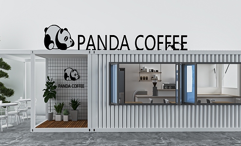 Modern coffee shop milk tea shop dessert shop bar cashier console leisure tables and chairs back kitchen equipment 3d model