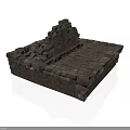 Modern Brick Structure With Textured Stone Steps And Layered Platform Design 3d model