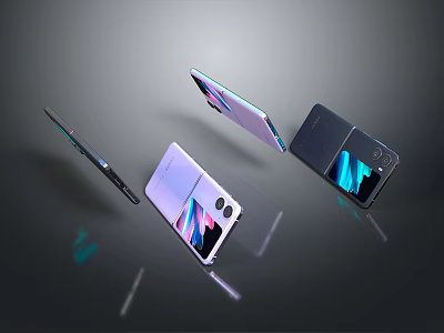 Multiple Foldable Smartphones With Sleek Design And Modern Display Features 3d model