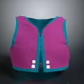 Purple And Teal Sleeveless Vest With White Buttons For Daily Wear
