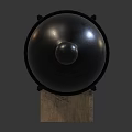 Vintage Industrial Metal Mechanical Device With Sphere And Wooden Base Frame