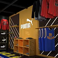 Modern Sportswear Display Space With Neon Geometric Frame And Nike Apparel