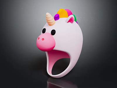 Cute Pink Unicorn Headband With Gold Horn And Colorful Mane For Kids 3d model