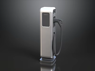 Automotive Parts Electric Vehicle Charging Station With Silver Body And Display Screen 3d model