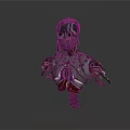 Detailed Mechanical Character Design With Metal Armor Red Legs And Colorful Cables