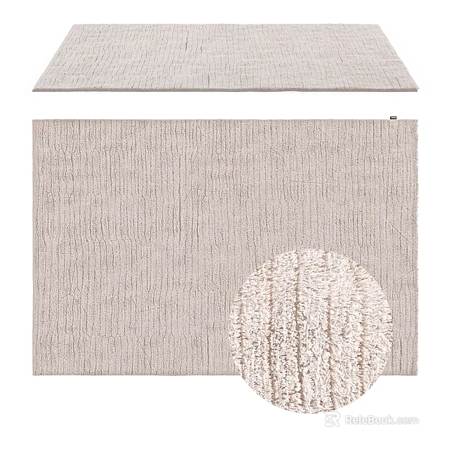Square Carpet in Neutral Tone with Textured Surface and Soft Pile for Modern Interior Decor 3d model 