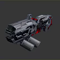 Futuristic Sci Fi Weapon With Metallic Body And Red Mechanical Accents