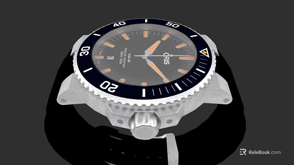 Oris Dive Style Watch With Black Dial Orange Hands And White Numeral Bezel 3d model 