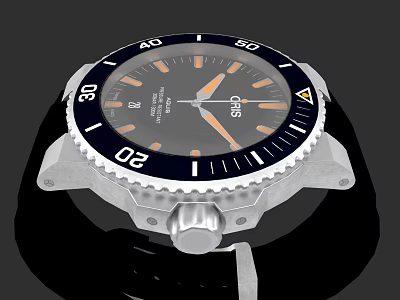 Oris Dive Style Watch With Black Dial Orange Hands And White Numeral Bezel 3d model