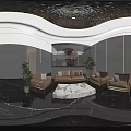 Modern Hotel Lobby With Reception Desk Marble Floor And Elegant Pendant Lighting Design
