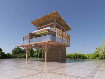 Modern wooden house 3d model