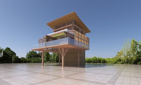 Modern wooden house 3d model