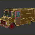 Vintage Orange Food Truck With Front Windows And Metal Exterior